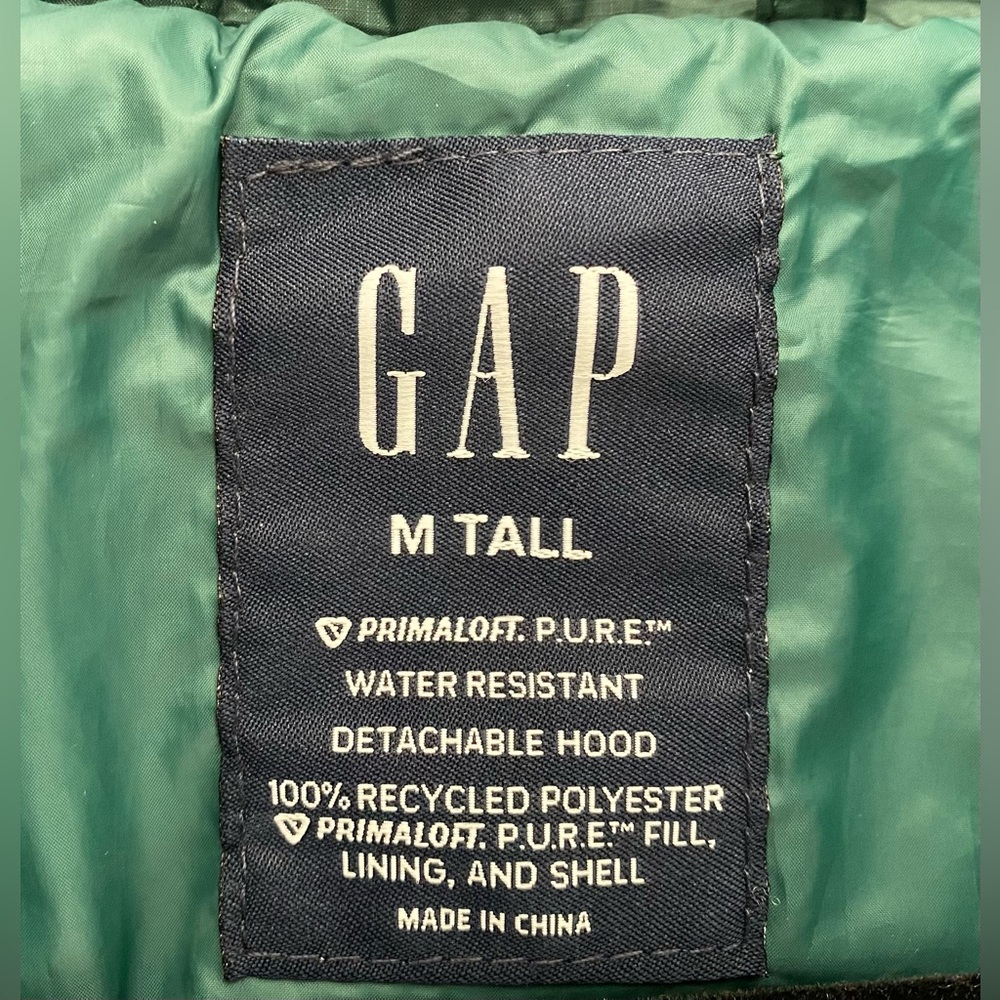 GAP Big Puff Jacket Hunter Green Size Medium Tall - Picture 8 of 14
